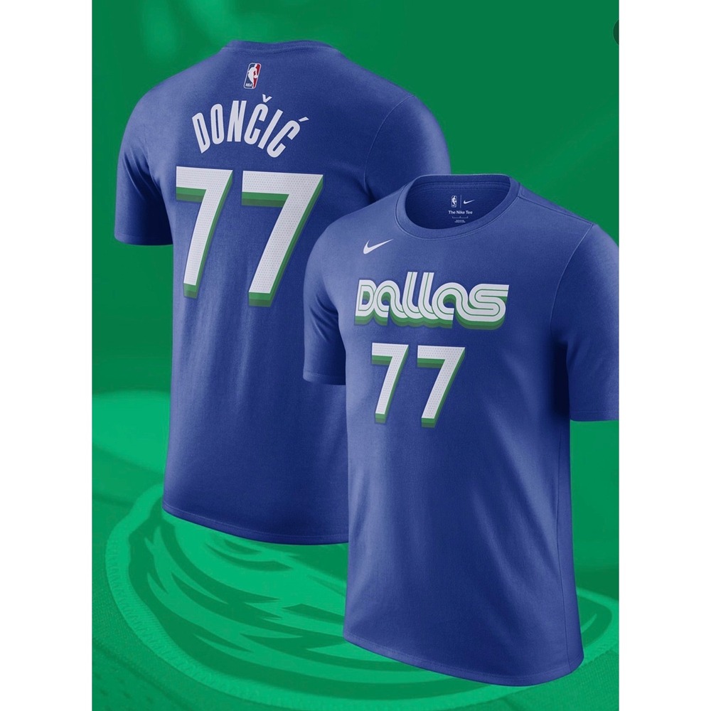Nike Luka Doncic 77 Dallas Mavericks NBA Blue‎ T Shirt Men's Size Large